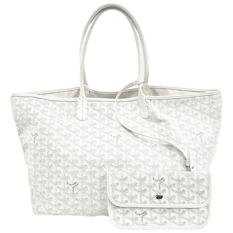 Goyard White Monogram St. Louis Chevron Design Tote With 2 